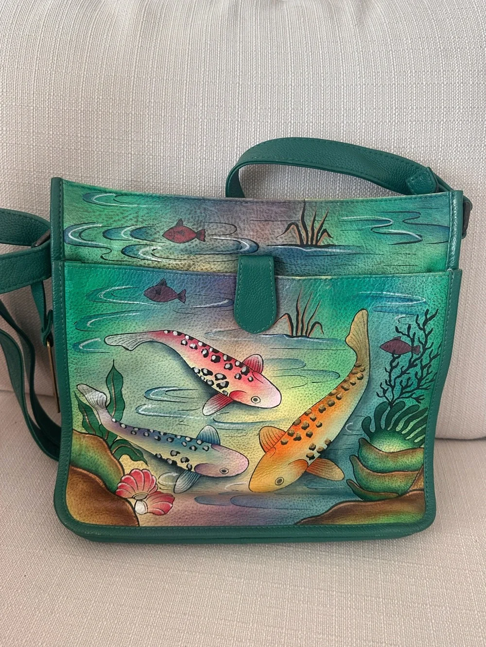 Anuschka Bags | Hand-Painted Koi Crossbody Bag